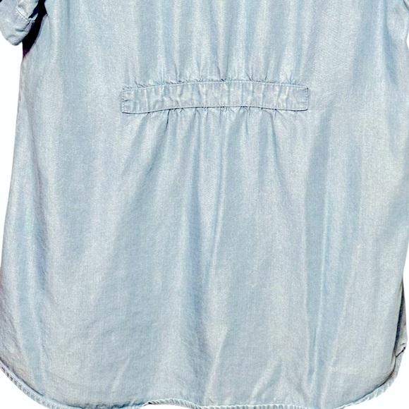 Soft Surroundings Eventide Tencel Chambray Pleated Button Front Blue Blouse - Picture 8 of 11